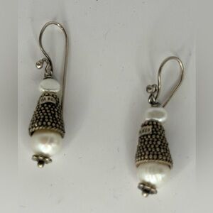 Suarti Sterling Silver Dangle Earrings with Freshwater pearls Preowned BA925Bali